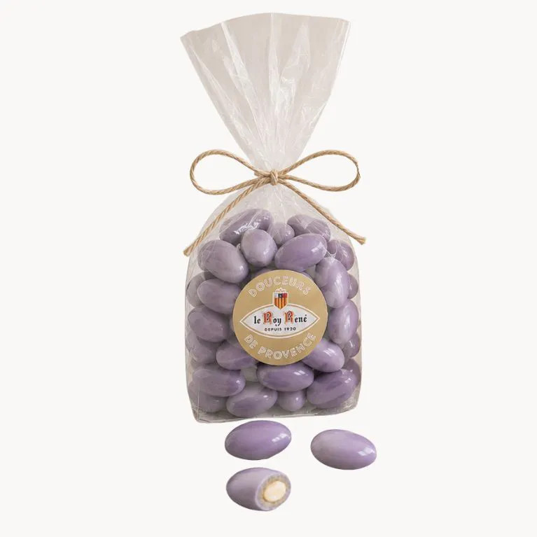 Sachet d'amandes enrobées chocolat blanc lavande