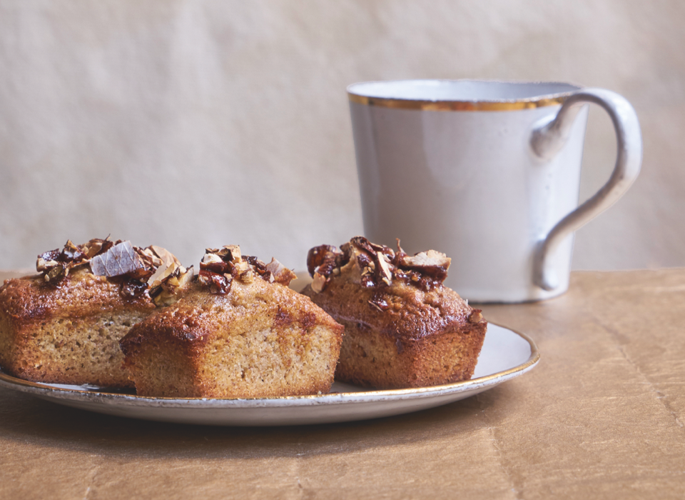 Buckwheat financiers with dark nougat