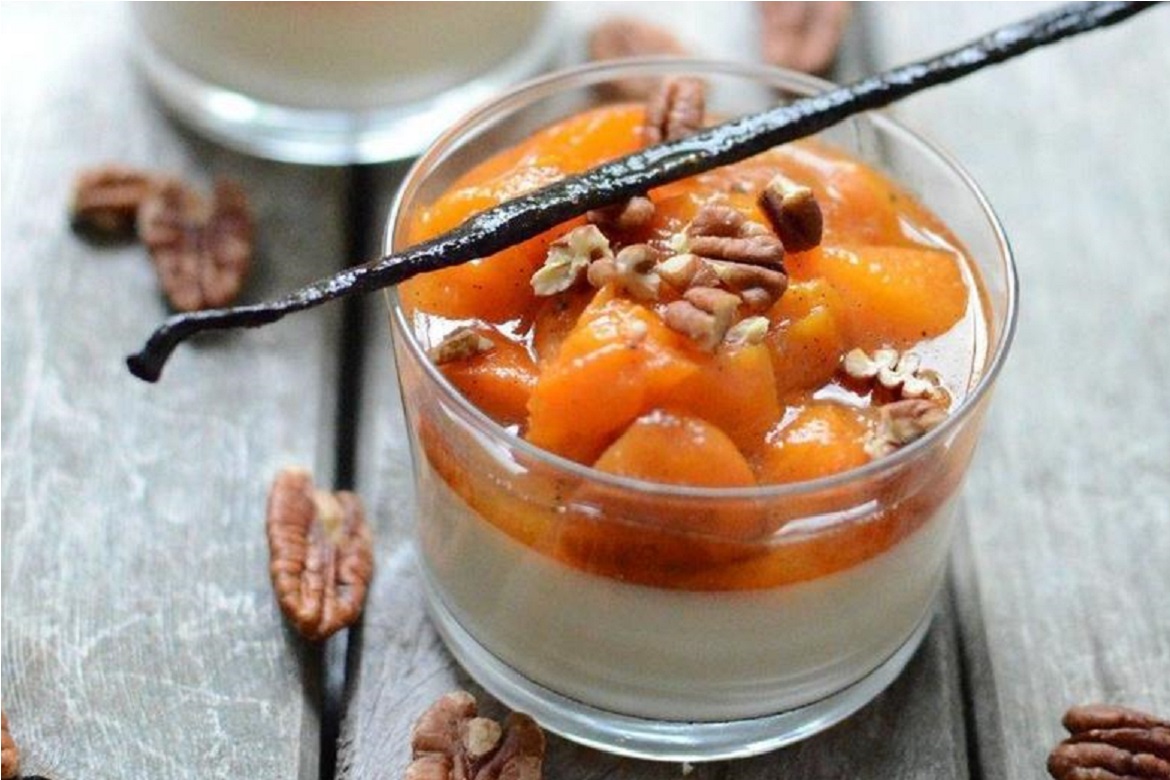 Apricot & white nougat Panna cotta